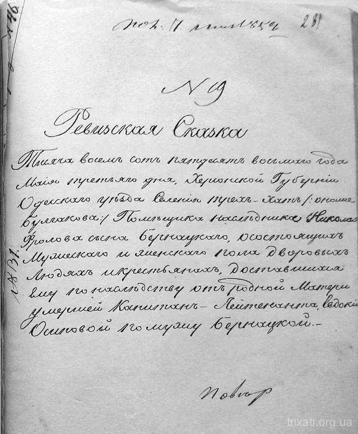 Перепис населення села Трихати 1858 року