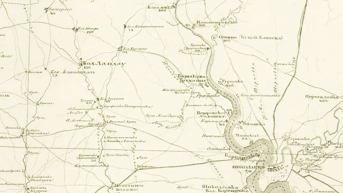 Карта Трихат 1840 рік