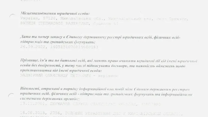 ВИПИСКА з Єдиного державного реєстру юридичних осіб, фізичних осіб-підприємців та громадських формувань